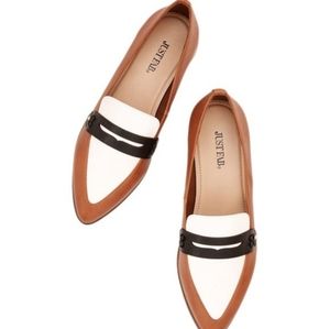 Just Fab Brown and White Livia Penny Loafer